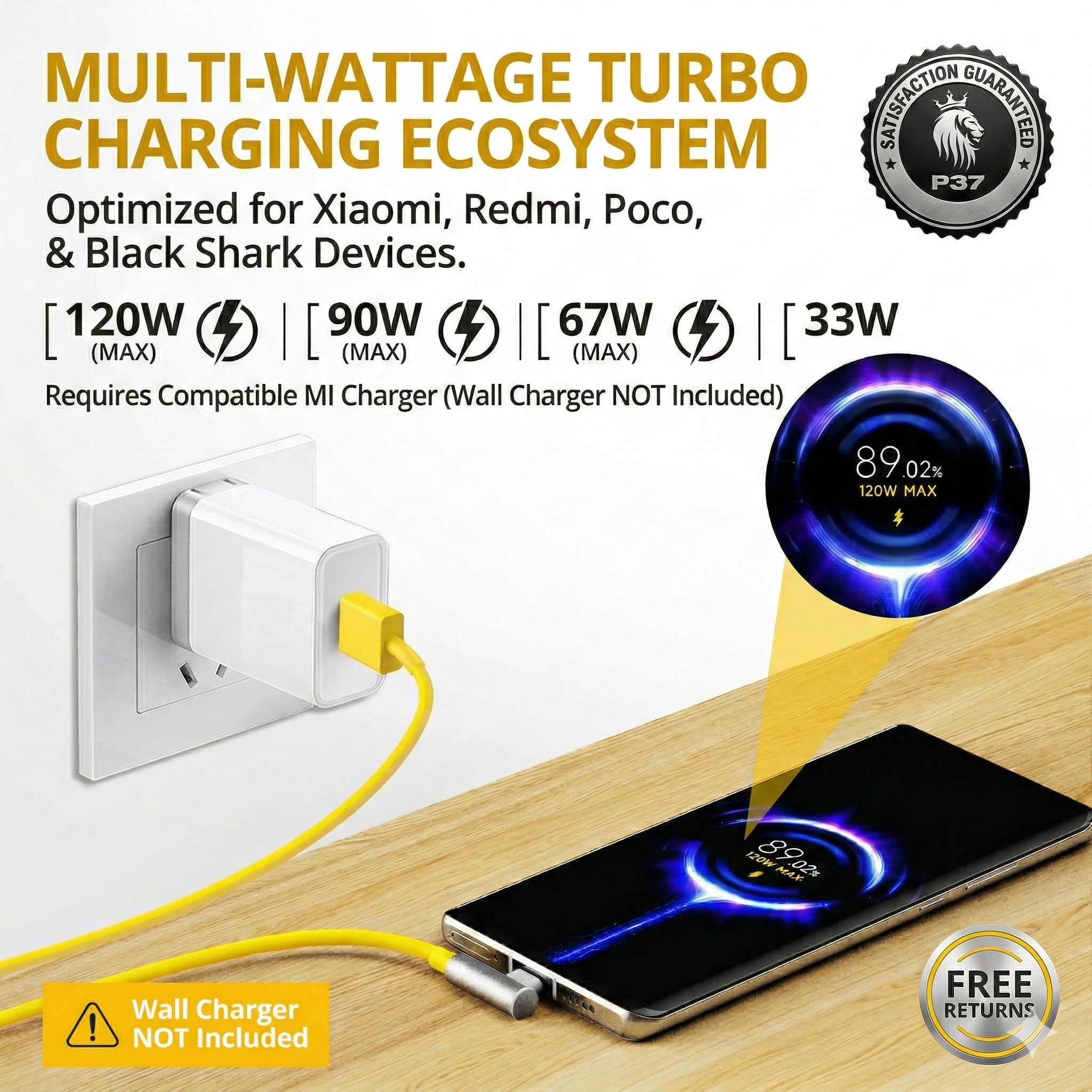 Amazon.co.jp: Xiaomi対応 90W/67W USB-C 急速充電ケーブル 1.8m L字型